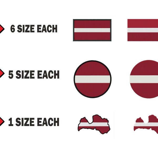 Multiple size Embroidery machine flag banner latvia latvian country design files instant download files patterns pes dst map round roundel