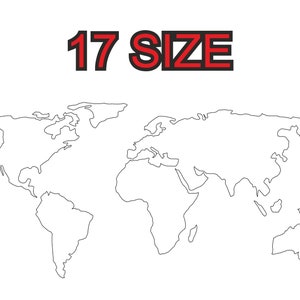 Stickdatei Weltkarte Skizze Kontinent Land Erde Multiple size Silhouette Patch Instant Download Datei Muster digitale Maschine