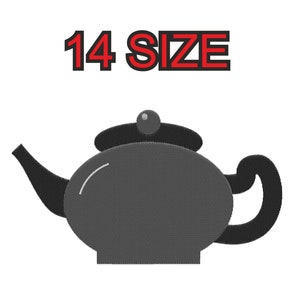 Peut inclure: Une théière noire avec un couvercle et un petit bouton sur le dessus. La théière mesure 14 pouces.