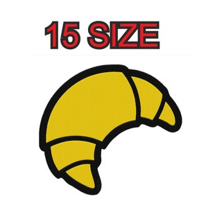 Peut inclure: Un motif de broderie de croissant jaune avec contour, disponible en 15 tailles.