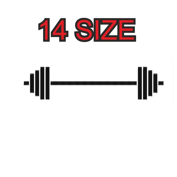 Embroidery design barbell dumbell Multiple size embroidery silhouette patch instant download files patterns digital machine stitch