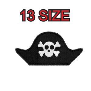 Peut inclure: Chapeau de pirate en feutre noir avec un motif de crâne et d'os croisés blanc. 13 TAILLE.