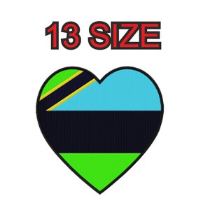 May include: A heart-shaped patch featuring the flag of the Bahamas. The flag is green, blue and black with a yellow diagonal stripe. The text "13 SIZE" is above the heart.