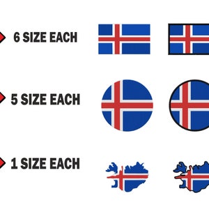 Multiple size Embroidery machine flag banner iceland islande icelande  country design instant download files patterns pes dst map round