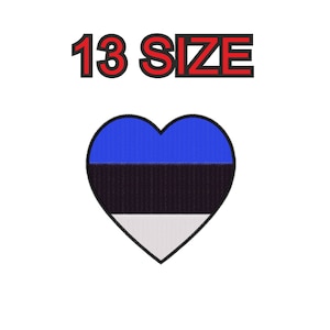 Embroidery design flag estonia estonian heart country Multiple size patch instant download files patterns digital machine stitch pes dst…