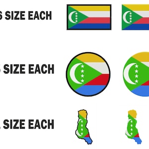 Multiple size Embroidery machine flag banner comoros  country design instant download files patterns pes dst map round roundel