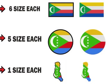 Multiple size Embroidery machine flag banner comoros  country design instant download files patterns pes dst map round roundel