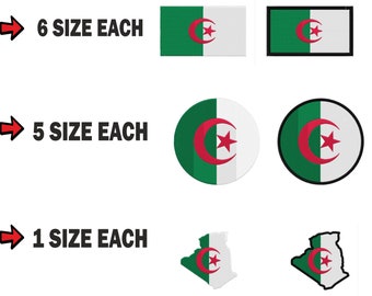 Meerdere grootte borduurmachine vlag banner Algerije DZ Algerijnse land ontwerp bestanden instant download bestanden patronen kaart rond roundel