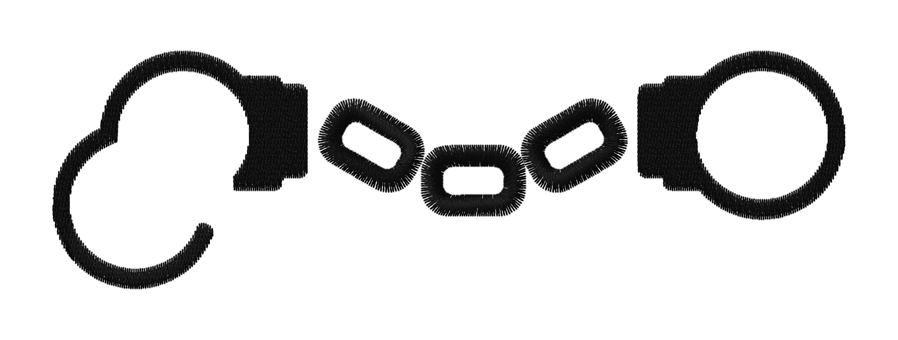 Shackled Pattern Embroidery Design Handcuff Shackles Multiple Size Silhouette Patch ...