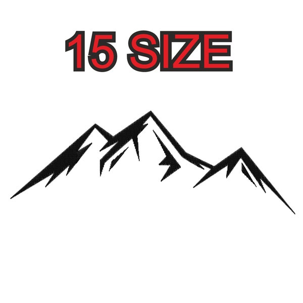 Embroidery design mountain snow outline  Multiple size silhouette patch instant download files patterns digital machine  pes dst…