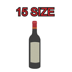 Embroidery design wine bottle Multiple size silhouette patch instant download files patterns digital machine stitch mini maxi little pes dst