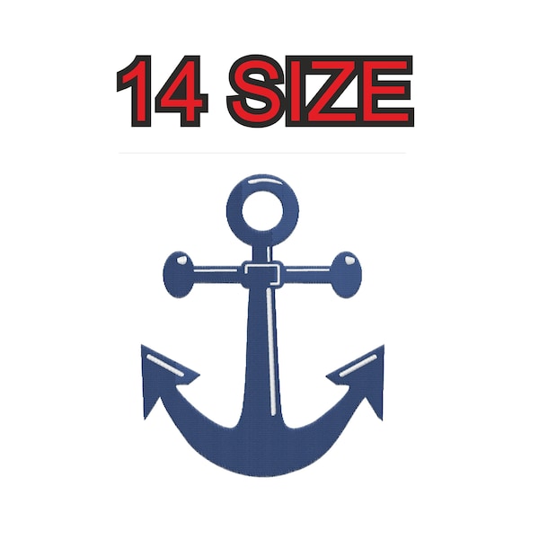 Embroidery design anchor navy boat  Multiple size silhouette patch instant download files patterns digital machine stitch  mini pes dst…
