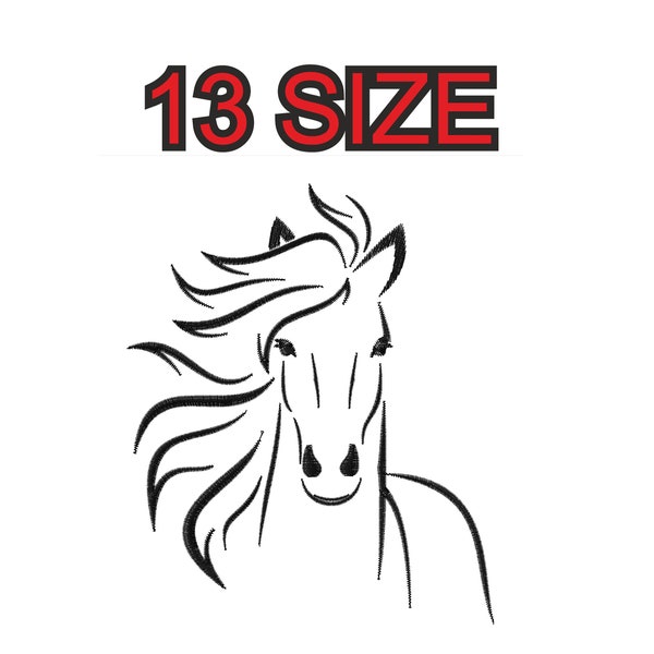 Embroidery design horse  Multiple size silhouette patch instant download files patterns digital machine stitch  mini maxi little pes dst…