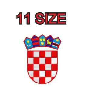 Multiple size embroidery design croatia croatian flag banner shield coat of arms instant download files machine stitch mini maxi pes dst jef