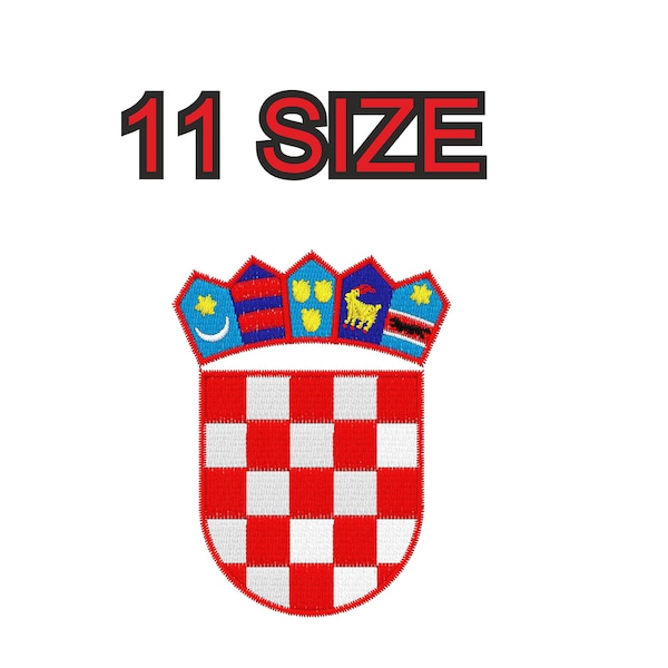 Multiple size embroidery design croatia croatian flag banner shield coat of arms instant download files machine stitch mini maxi pes dst jef