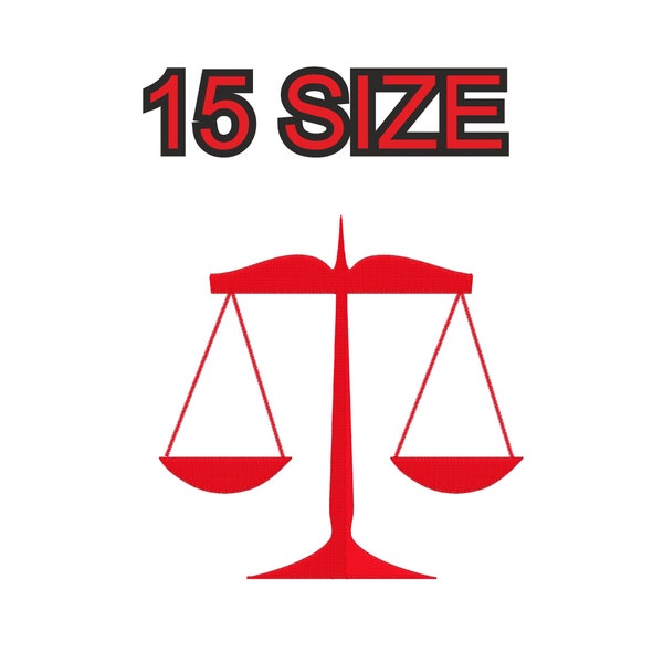 Embroidery design scales of justice law Multiple size embroidery silhouette patch instant download files patterns digital machine stitch