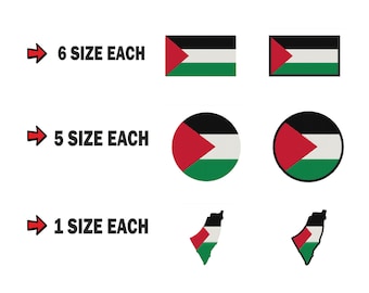Multiple size Embroidery machine flag banner palestine country design files instant download files patterns pes dst map round roundel