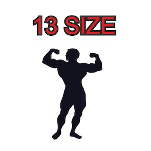 Embroidery design muscle man Multiple size silhouette patch instant download files patterns digital machine stitch  mini maxi pes dst…
