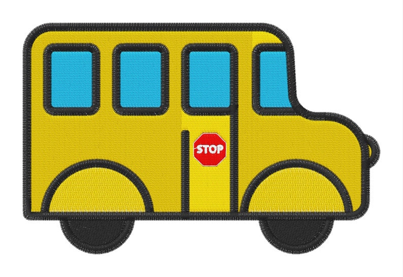 Embroidery Design School Bus Multiple Size Silhouette Patch - Etsy
