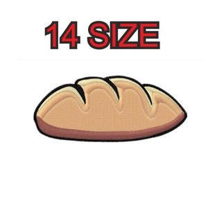 Peut inclure: Une miche de pain brodée en brun et beige avec le texte "14 size".
