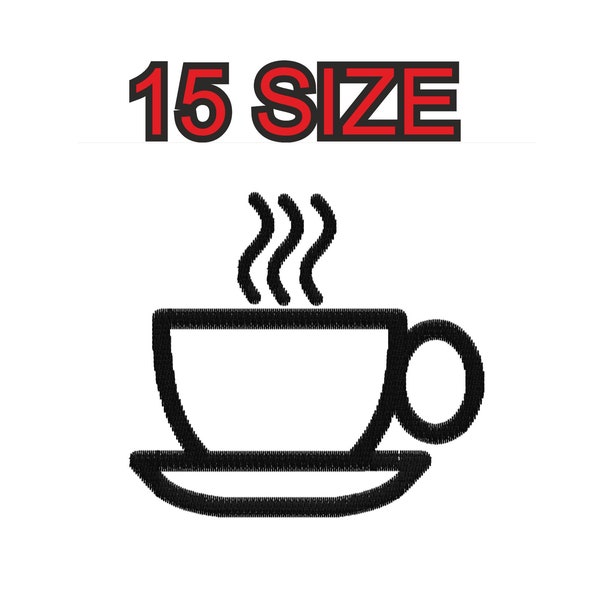 Multiple size embroidery design coffee cup tea mug patch instant download files patterns digital machine stitch  mini maxi little pes dst…