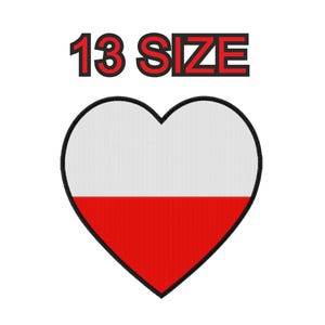 Peut inclure: Un patch en forme de cœur rouge et blanc avec le texte "13 SIZE" au-dessus.