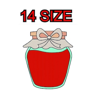 Peut inclure: Un pot en verre rouge avec un couvercle blanc et un nœud rose. Le pot porte l'inscription "14 SIZE".