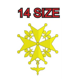 Embroidery design huguenot cross christian size silhouette patch instant download files patterns digital machine stitch mini maxi