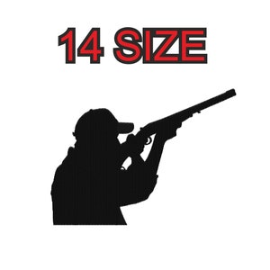 Embroidery design hunter hunting Multiple size silhouette patch instant download files patterns digital machine stitch mini maxi pes dst…