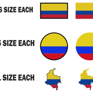 Multiple size Embroidery machine flag banner colombia  country design instant download files patterns pes dst map round roundel