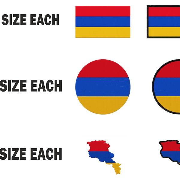 Multiple size Embroidery machine flag banner Armenia armenian  country design files instant download patterns pes dst map round roundel