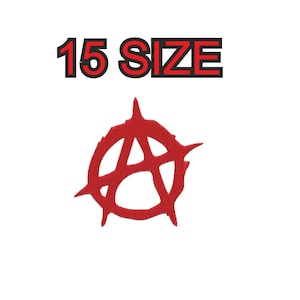 Puede incluir: Parche rojo con símbolo de anarquía y el texto 15 size arriba.