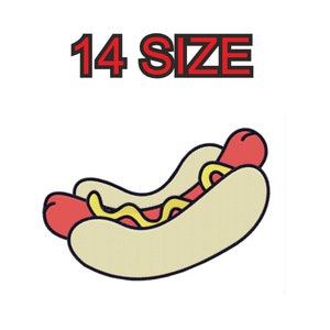 Embroidery design sausage hotdog Multiple size silhouette patch instant download files patterns digital machine stitch  mini maxi  pes dst…