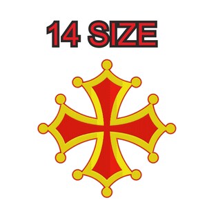 Embroidery design flag occitan cross occitania Multiple size silhouette patch instant download files patterns digital machine stitch