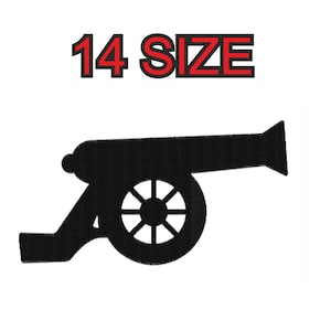 Embroidery design cannon pirate Multiple size silhouette patch instant download files patterns digital machine stitch  mini maxi pes dst…