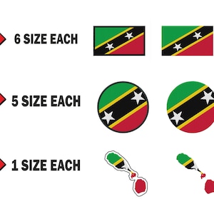 Multiple size Embroidery machine flag banner saint kitts and nevis st country design files instant download patterns pes dst map round