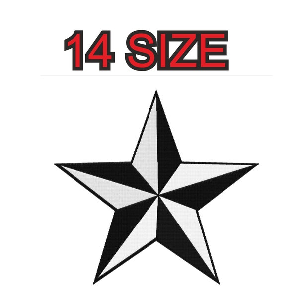 Embroidery design star nautical lone texas Multiple size embroidery silhouette patch instant download files patterns digital machine stitch