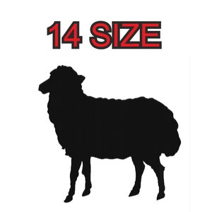 Embroidery design sheep  Multiple size silhouette patch instant download files patterns digital machine stitch  mini maxi little pes dst…