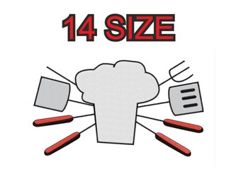 Embroidery design bbq barbecue grill tools grilling  Multiple size embroidery silhouette instant download files patterns digital machine