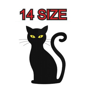 Embroidery design cat halloween Multiple size silhouette patch instant download files patterns digital machine stitch