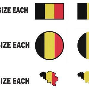 Múltiples tamaños Máquina de bordado bandera banner Bélgica país diseño archivos de descarga instantánea patrones pes dst mapa redondo redondel