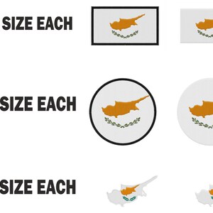 Multiple size Embroidery machine flag banner cyprus country design instant download files patterns pes dst map round roundel