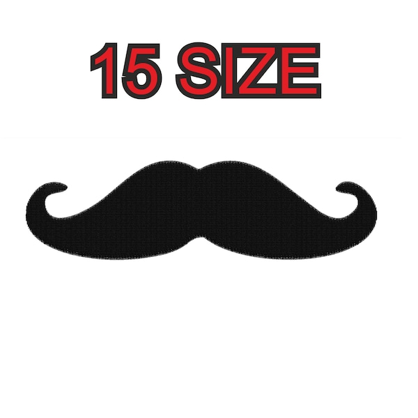 Multiple size embroidery design moustache mustache patch  instant download files patterns digital machine stitch  mini maxi little pes dst…