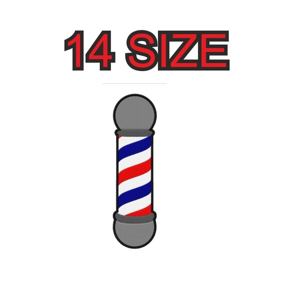 Embroidery design barber pole Multiple size silhouette patch instant download files patterns digital machine stitch mini maxi little pes dst