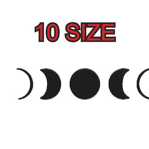 Multiple size embroidery design moon phases instant download files patterns digital machine stitch  mini maxi pes dst…