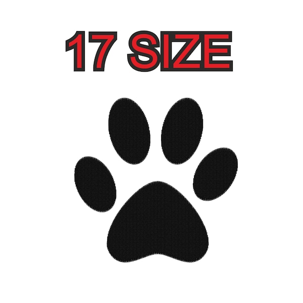 Multiple size embroidery design dog paw print instant download files patterns machine stitch  mini maxi pes dst jef …