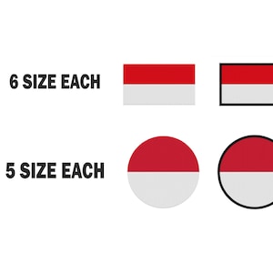 Multiple size Embroidery machine flag banner indonesia indonesian country design files instant download patterns pes dst map round roundel