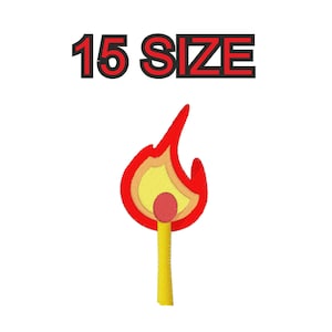 Multiple size embroidery design burning matches fire instant download files patterns digital machine stitch  mini maxi little pes dst…