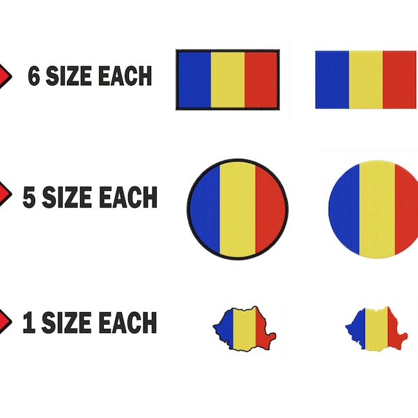 Multiple size Embroidery machine flag banner romania country design files instant download files patterns pes dst map round roundel