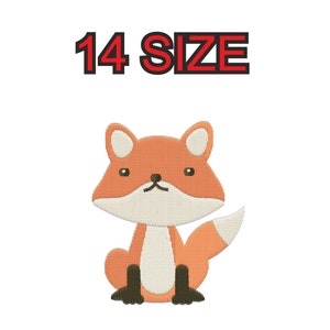 Multiple size embroidery design fox instant download files patterns digital machine stitch  mini maxi little pes dst…